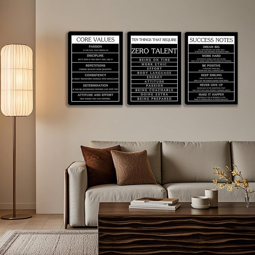 Large Canvas Quotes Wall Art Ability Motivational Attitude Inspirational Bedroom Posters Prints 3 Piece Home Decor - Set of 3