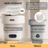 Portable Washing Machine with Spin Basket, Upgraded 16L Foldable Mini Washer【5-Min Wash・3-Min Spin・1-Year Manufacturer