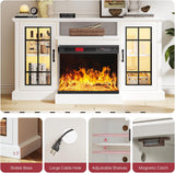 59'' Fireplace TV Stand, 3 Sided Glass Media Entertainment Center Console Table for TVs up to 65'' with Glass Door Adjustable Flame LED Color for Living Room, Set of TV Table, White A132-B0CQTKLWMK