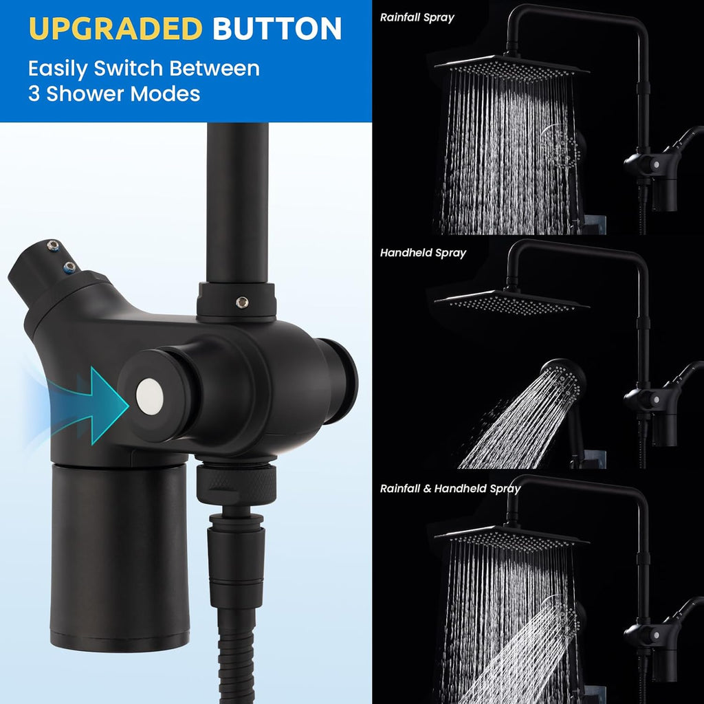 Upgraded Dual Shower Heads Combo, 10 inch Filtered Shower Head with Handheld, 3-Way Rain Shower Head with Filters