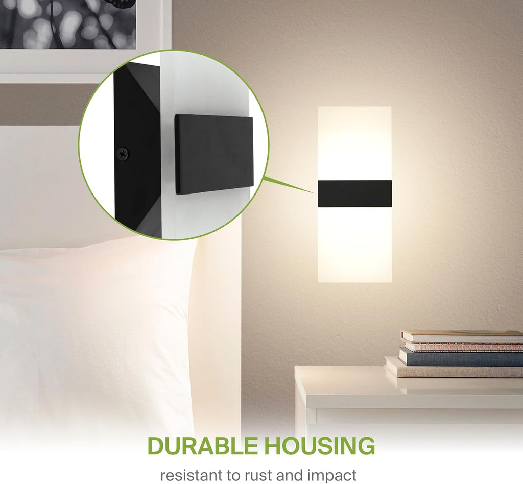 14 Inch Indoor LED Wall Sconce - 24W 2700K-5000K Dimmable Black Wall Sconce Lights - Modern Wall Sconces Hardwired