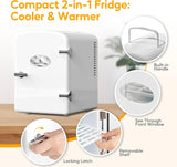Mini Fridge, 6L/9 Can Skincare Beverage Small Refrigerator for Bedroom, Office, Dorm, Car, 100% Freon-Free Cooler and