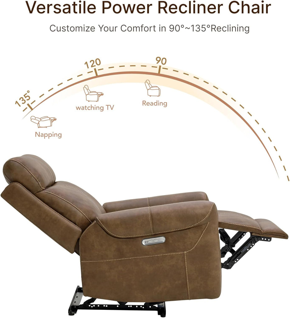 Leather Recliner Chair for Adults Wall Hugger RV Recliner with USB Charging Ports Electric Power Reclining Sofa Home