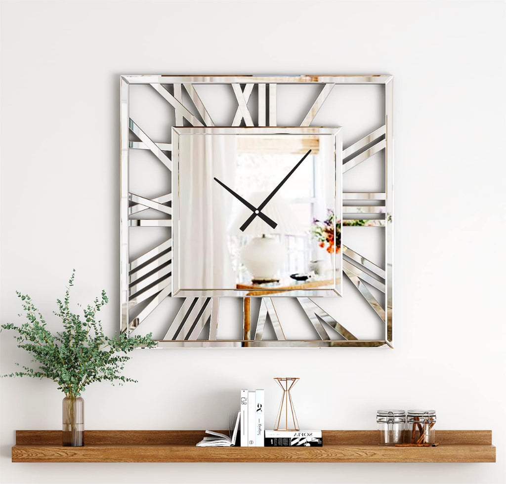 24" Wall Clocks Decor - Glossy Mirror Finish