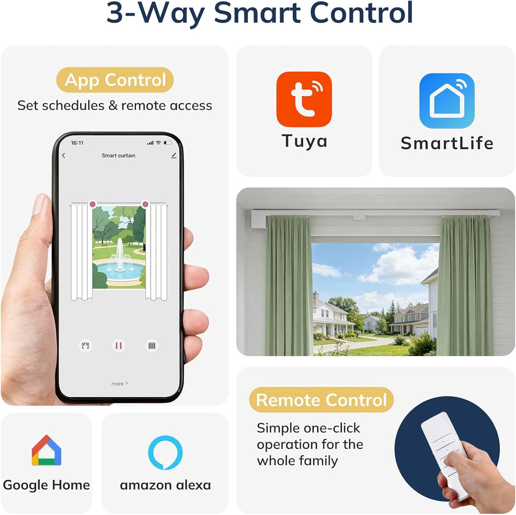Smart Electric Curtain Track, Motorized Curtain Track System, Ultra Quiet Motor