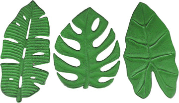 Cast Iron Trivets, 10 Inch Tropical Leaf Designs - Set of 3