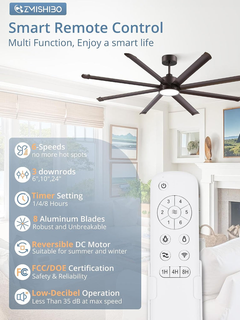 84" Ceiling Fan with LED Light and Remote - Oil Bronze