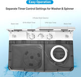 Washing Machine Semi-automatic, Twin Tub Washer with Spin Dryer, 26lbs Capacity, Built-in Drain Pump, Portable Laundry