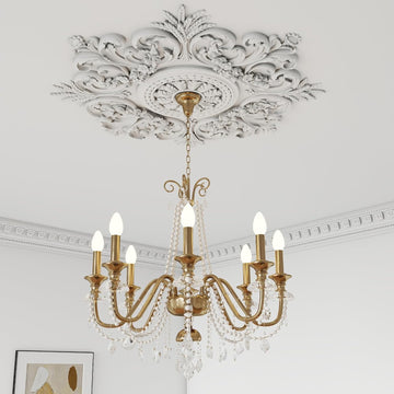 28'' Large PU Ceiling Medallion Combination Decorative 2.36'' ID French Style Chandelier Base Ceilin
