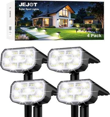 Solar Spot Lights Outdoor Waterproof,4 Pack,2 Lighting Modes Solar Spotlights, Solar Lights for Yard Garden Lawn