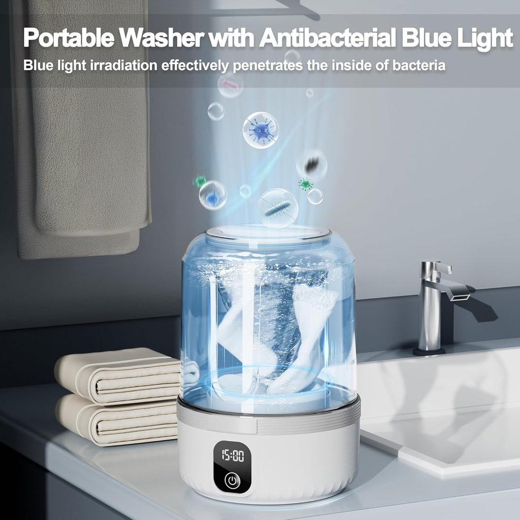 Underwear Washing Machine, Upgrade 1.5L Mini Portable Washing Machine Rechargeable Underwear Washer Deep Cleans Small