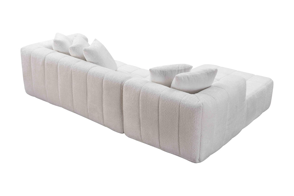 108" Tufted Boucle Cloud Boneless Sectional Sofa, Left Chaise, White