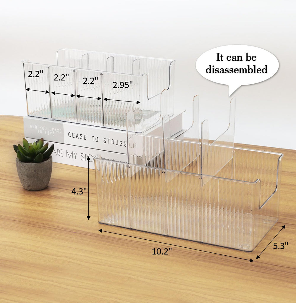 Acrylic Belt Organizer - 2 Pack with Adjustable 4 Compartments & Stackable Design, Clear Storage for Closet and