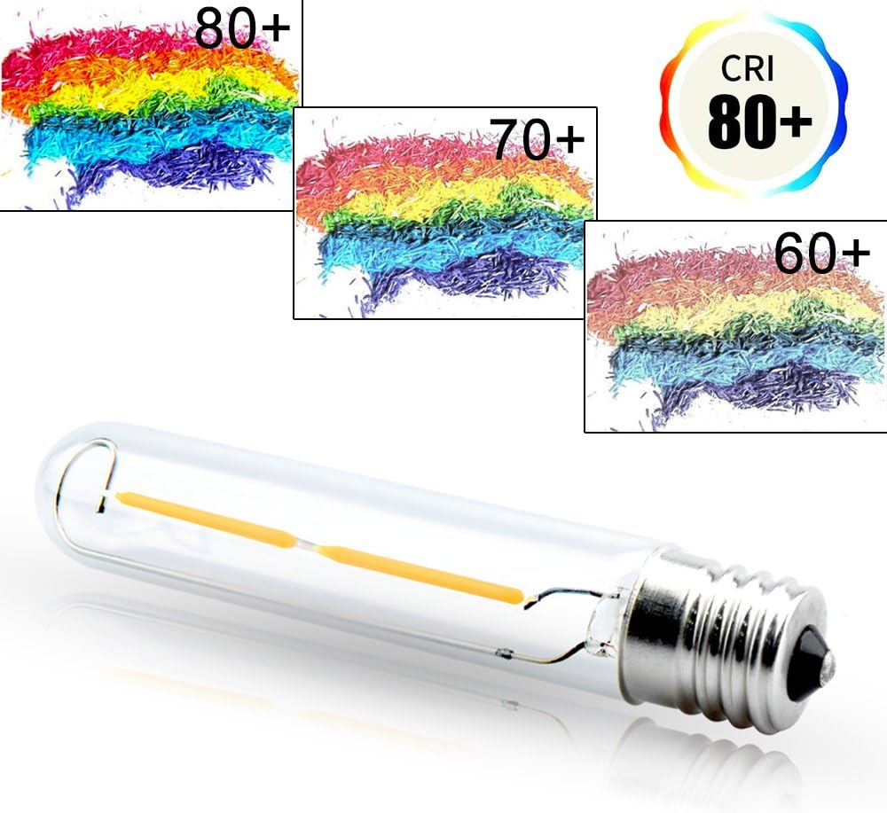 LED T6.5 Tubular Filament Bulb, 2W T6.5 LED Appliance Light Bulb E17 Intermediate Base, 20W Incandescent Equivalent (4-Pack)