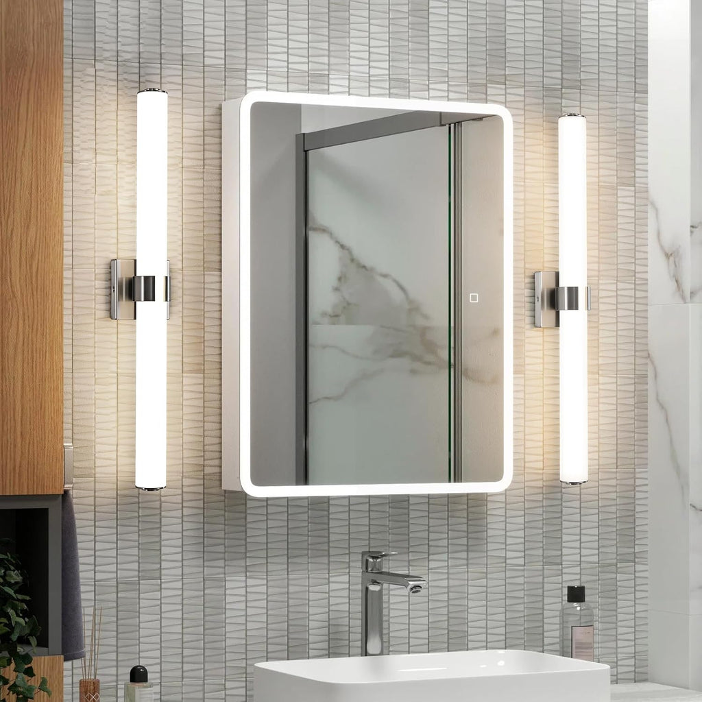 Bathroom Vanity Light Fixtures 31IN Brushed Nickel Bathroom Lights Over Mirror, 28W 3000K Dimmable LED Vanity Light