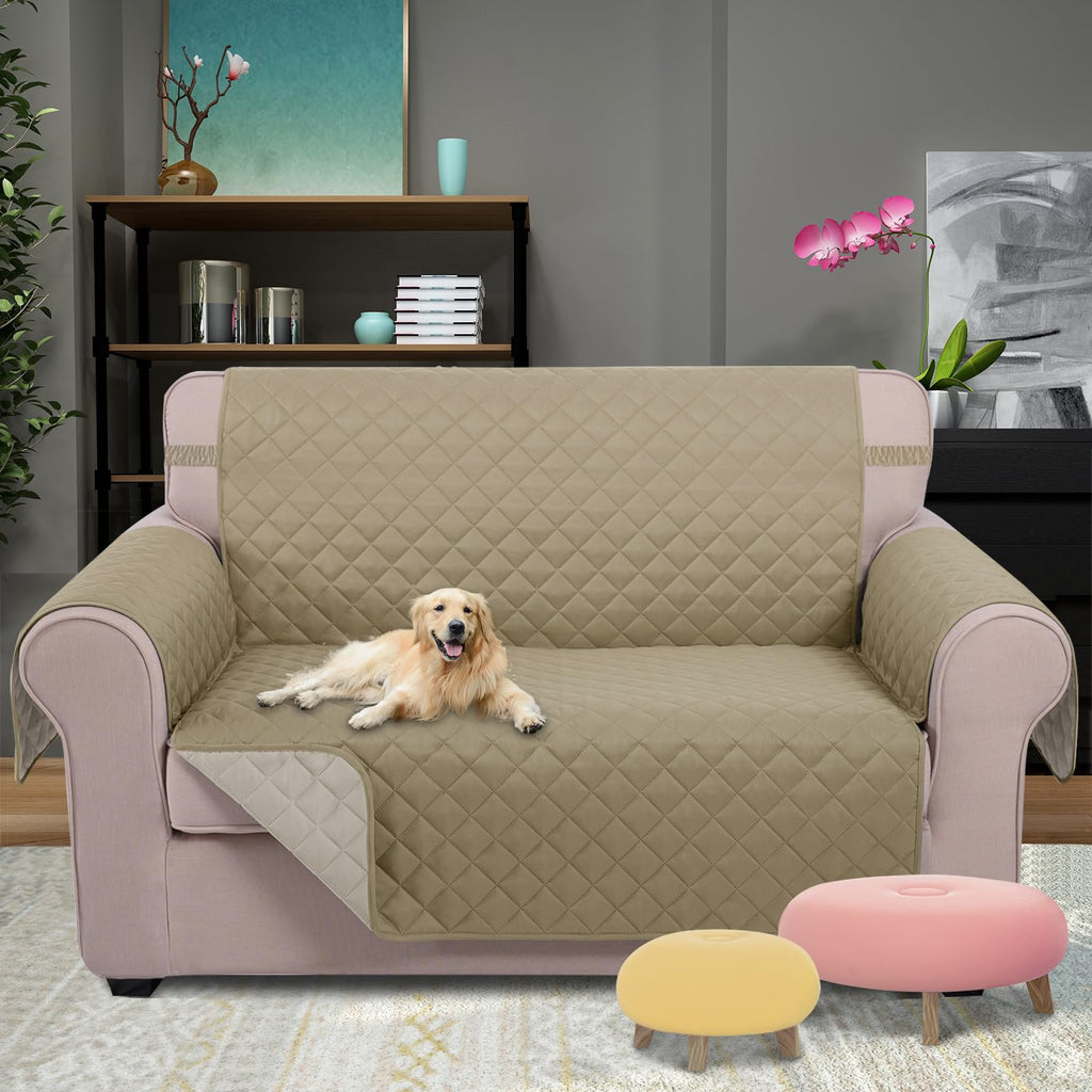 Loveseat Sofa Cover for 2 Cushion Couch, Light Camel/Beige