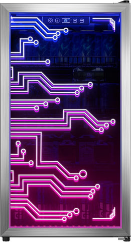 Gaming Light Up Beverage Refrigertor, Led Lighting Door 120 Cans Freestanding Be