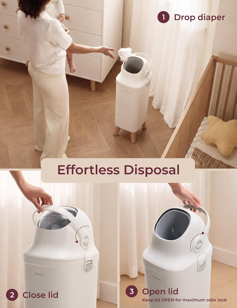 Triple-Seal Diaper Pail with Odor Locking, Ergonomic Height Design