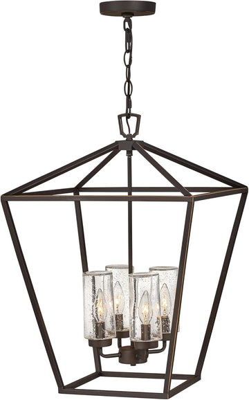 Alford Place Large Outdoor Open Single Tier Chandelier, Die Cast Aluminum Frame, Colonial-Style Candelabra