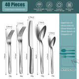 40-Piece Flatware Set, Service for 8, Premium Stainless Steel Cutlery Set