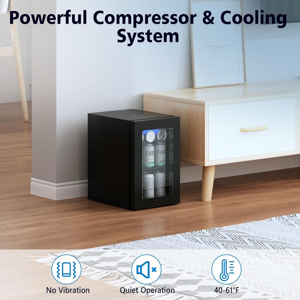 Commercial Beverage Refrigerator 24-Can Mini Fridge, Countertop Wine Cooler Smal