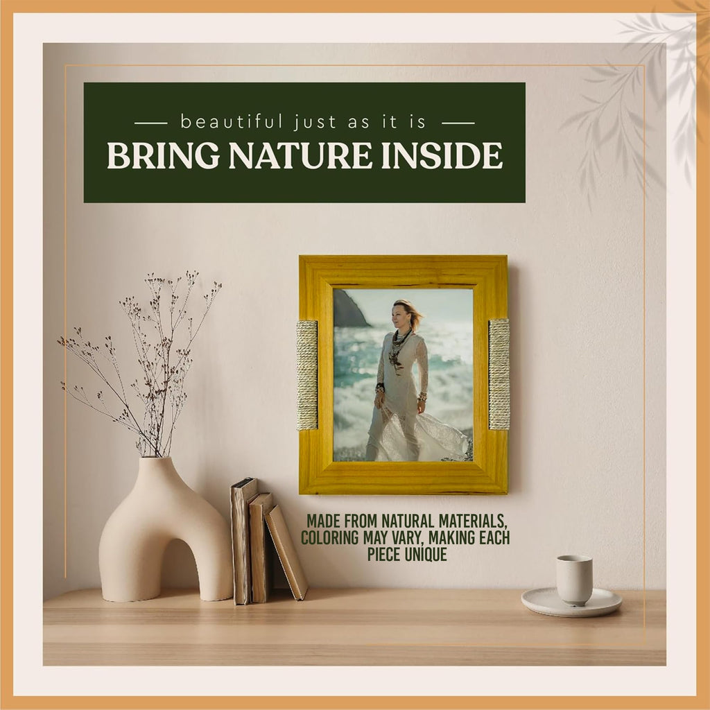 Boho Picture Frame for 8x10 Inch Photo or Artwork | 11x13 Outer Edge | Boho, Coastal, or Modern Photo Frame, Wooden