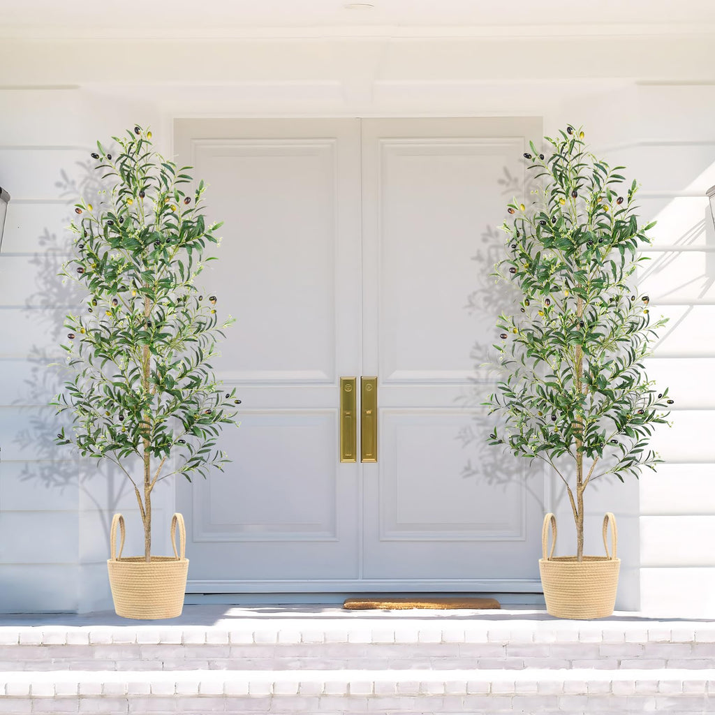 Artificial Olive Tree 6FT, 2 Pack Faux Floor Trees