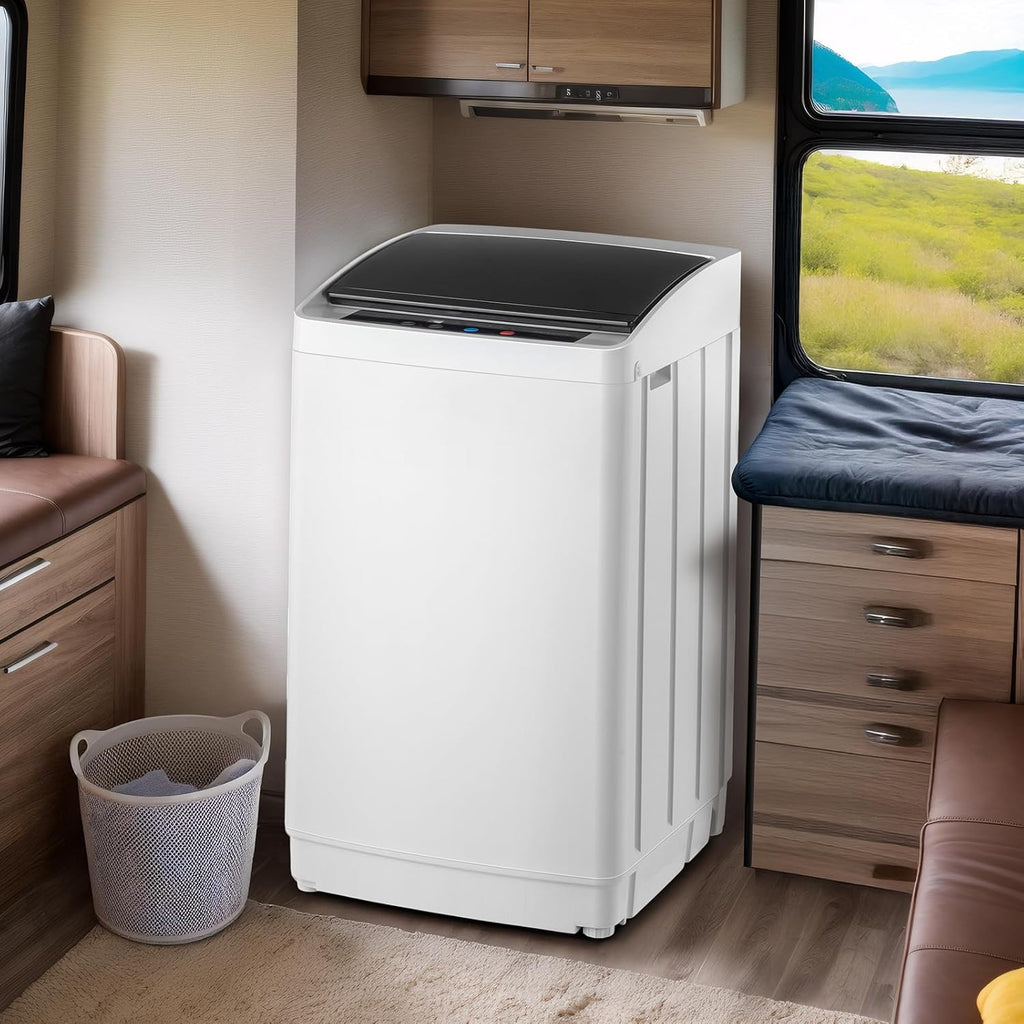 17.8LBS Portable Washing Machine, Full-Automatic Electric Laundry Machine with Stainless Steel Drum, Compact Washer