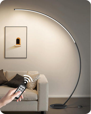 75 inch Dimmable LED Arc Floor Lamp with Foot and Remote Control, 3 Color Temperatures, 3000K-6000K 