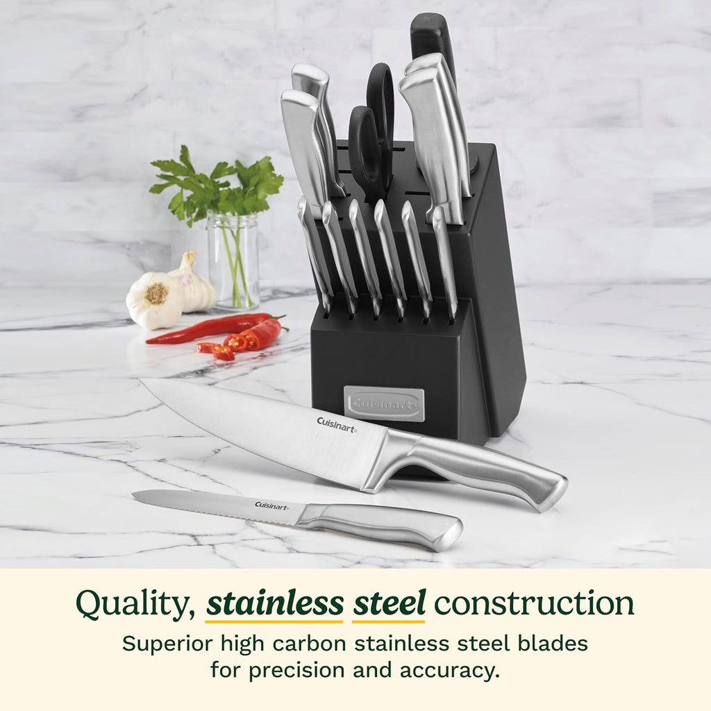 15-Piece Stainless Steel Hollow Handle Block Set, C77SS-15PK | Kitchen knife set with high-carbon stainless steel
