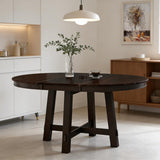 42"-58" Extendable Dining Table for 4-6, Solid Wood Oval Dining Kitchen Table with Removable Leaf, Farmhouse Circle