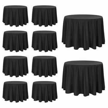 10 Pack Black Round Tablecloths, 120 Inch Stain Resistant and Wrinkle Round Table Clothes, Washable Polyester Table