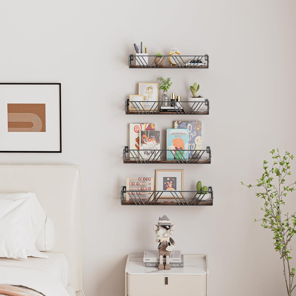 Floating Shelves for Wall Set of 4, Wall Shelf Wood Floating Shelf | Different Sizes Mounted Wall Shelves , Farmhouse