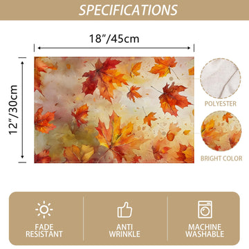 Fall Placemats Set of 4,Thanksgiving Decorations Decor