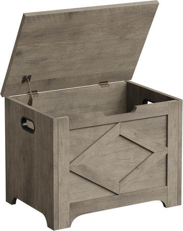 Wooden Storage Chest, Farmhouse Style Storage Bench with Safety Hinges, Wooden Trunk Toy Chest , 300 Lb Capacity