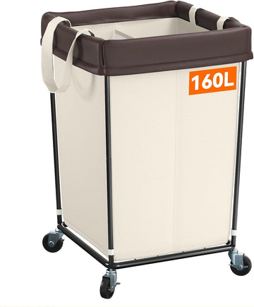 160L Rolling Laundry Basket with Wheels, Rolling Laundry Hamper with Wheels | Double Laundry Hampers Cart on Wheels