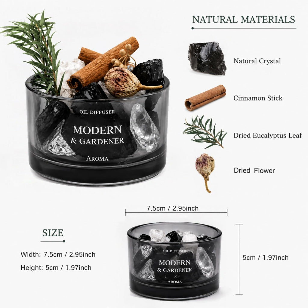 Modern Crystal Stone Aroma Essential Oil Diffuser with Natural Botanicals