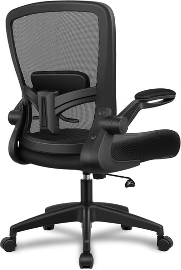 Ergonomic Desk Chair Breathable Mesh Chairs Adjustable High Back Lumbar Support Flip-up Armrests, Executive Rolling
