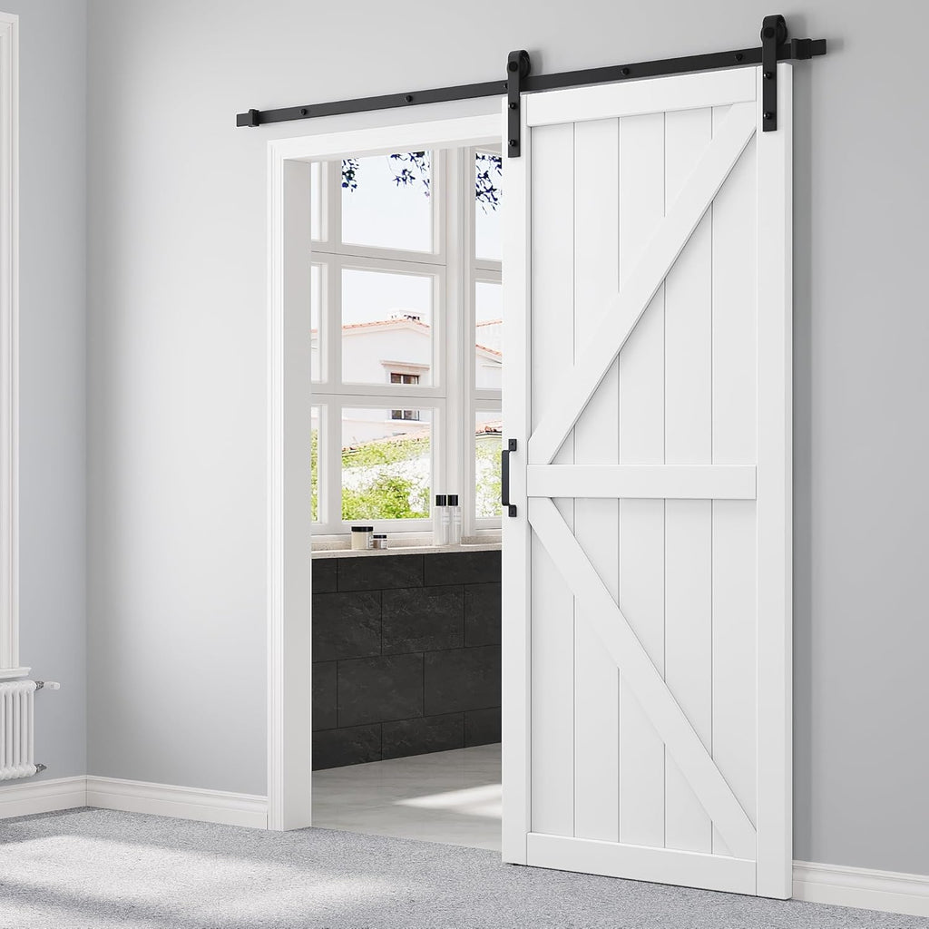 36" x 84" Sliding Barn Door and Hardware Kit Included & 6.6FT Track & Handle, Mortise and Tenon Stru