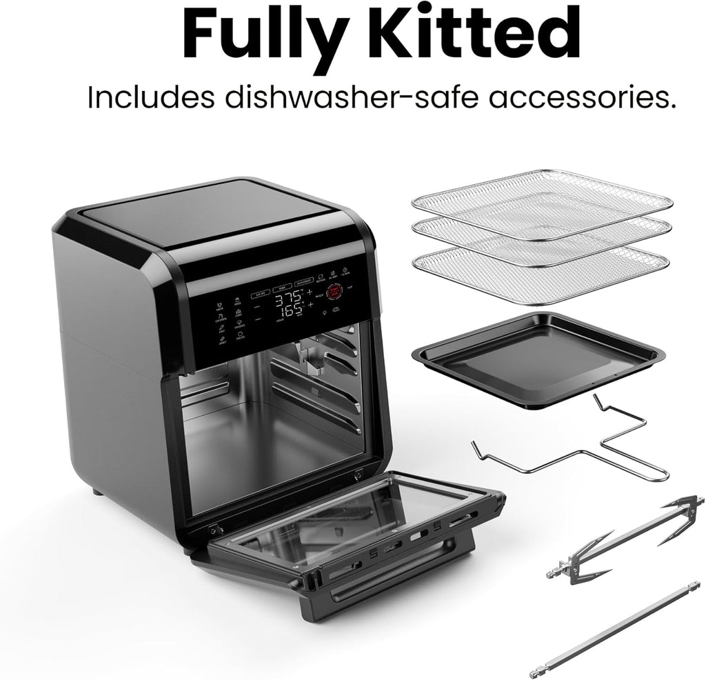 12-Quart 5-in-1 Air Fryer Oven with Digital Timer, Touchscreen, and 12 Presets - Family Size Countertop Convection