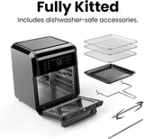 12-Quart 5-in-1 Air Fryer Oven with Digital Timer, Touchscreen, and 12 Presets - Family Size Countertop Convection