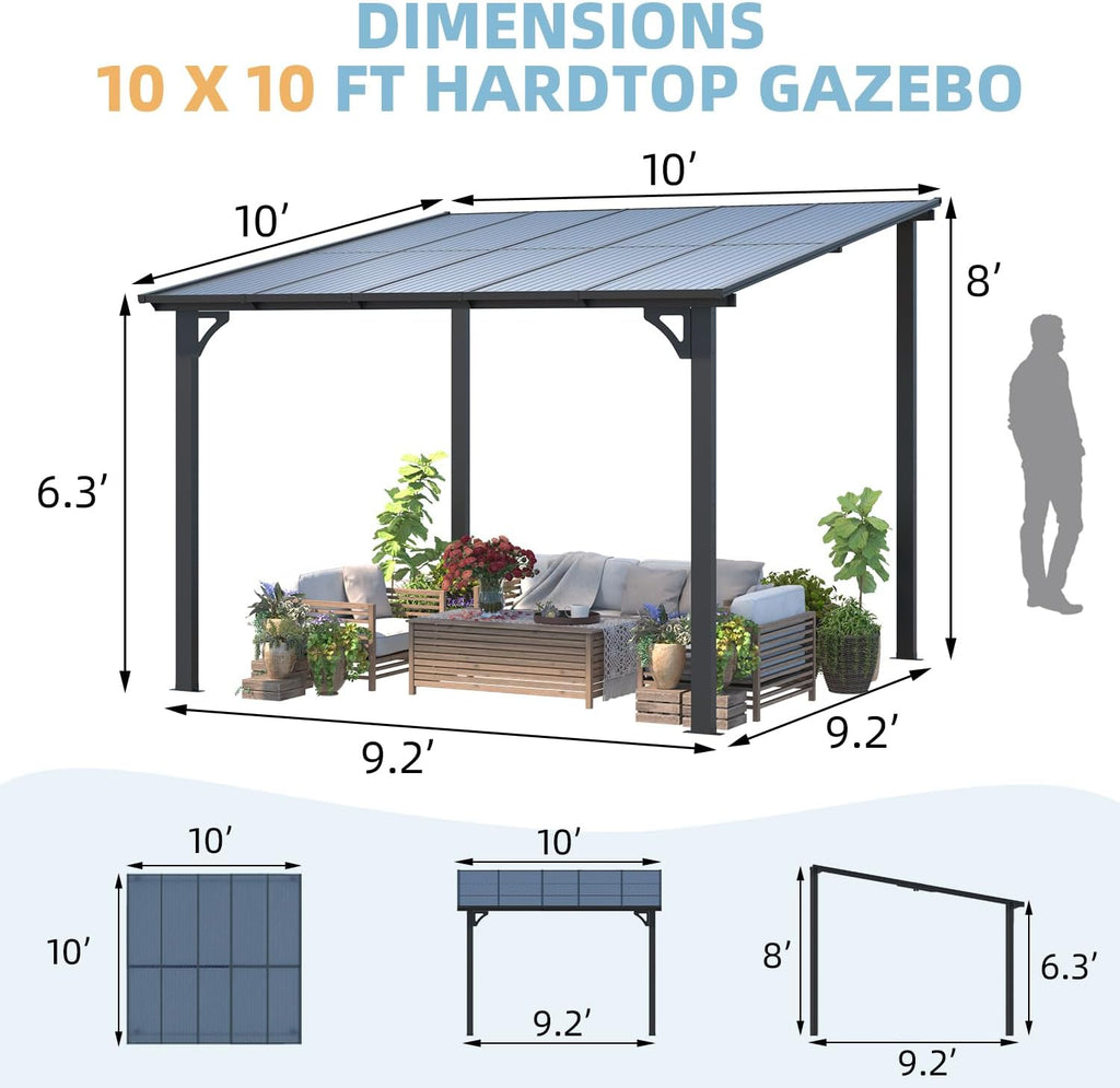 10’ x 10’ Gazebo, Wall Mounted Gazebos Pergola on Clearance, - Image 3