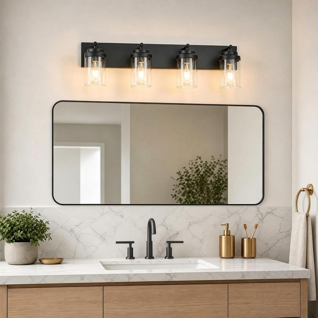4-Light Bathroom Light Fixtures, Bathroom Vanity Wall Light | Modern Bathroom Lighting Fixtures Over Mirror, Vanity