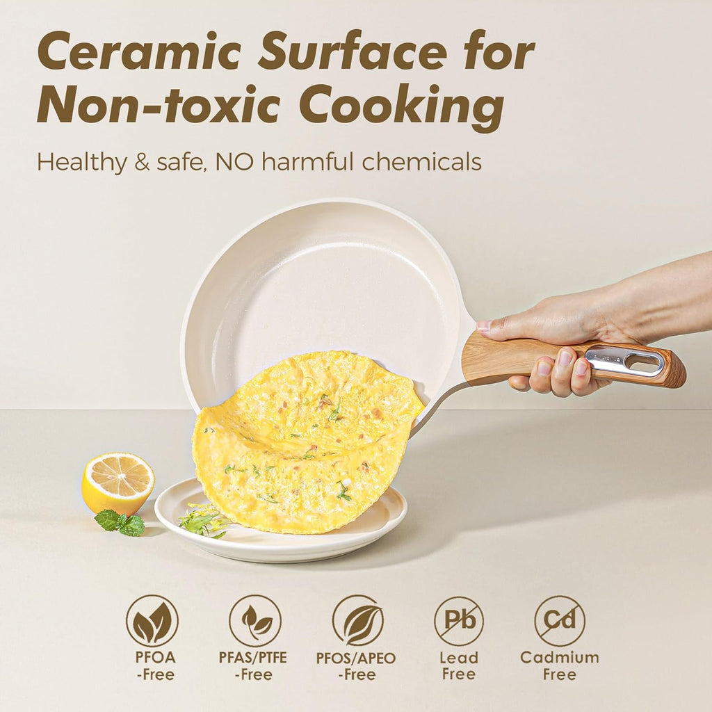 Ceramic Cookware Sets, Pots and Pans Set Non stick, Non toxic Healthy Induction Cookware, 26 Pcs Nonstick Kitchen