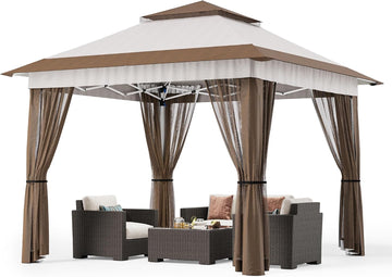 11x11 Pop Up Gazebo Tent with Mosquito Netting, Instant Gazebo, Canopy Party Tent with Roller Bag