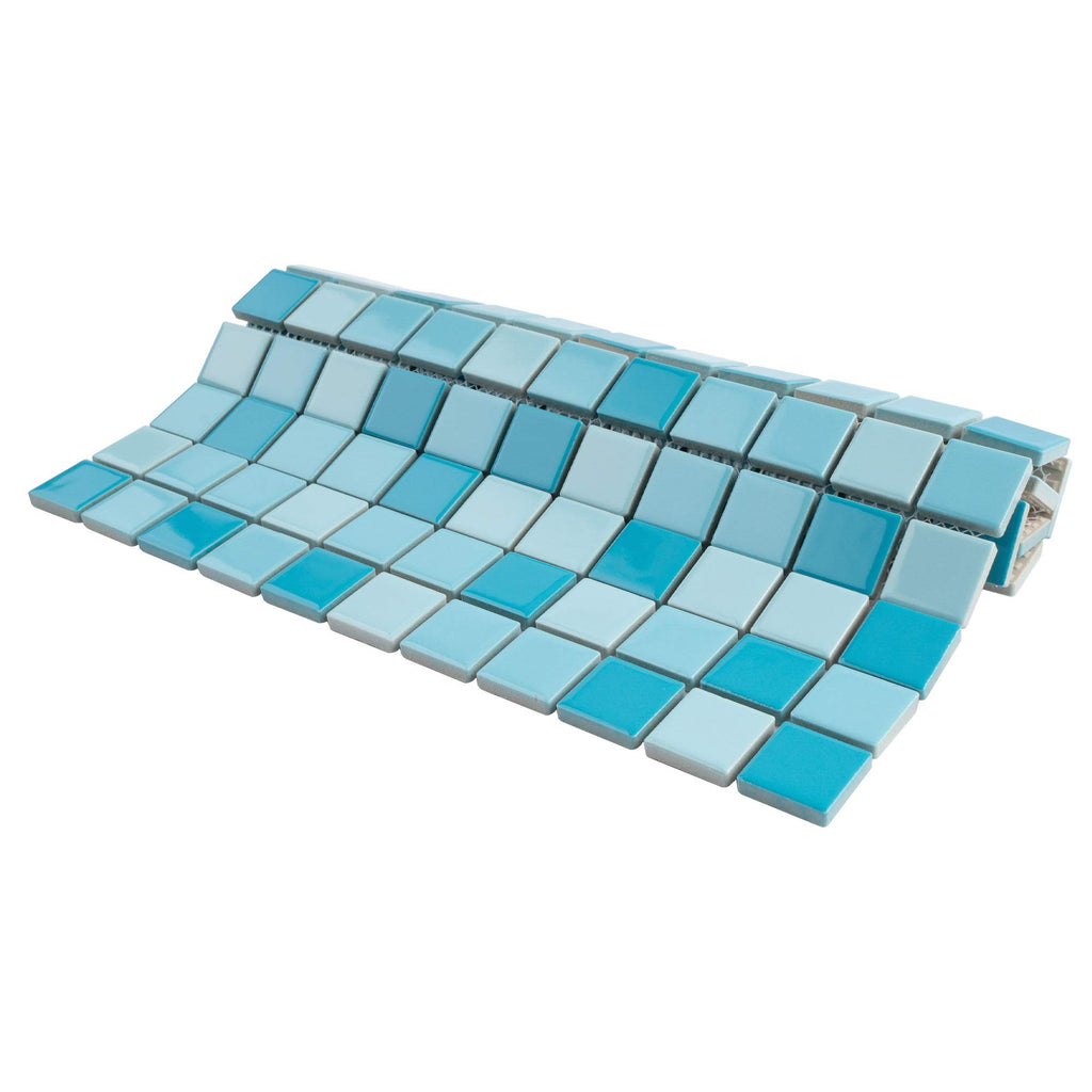1" x 1" Square Creamy Blue Porcelain Polished Floor & Wall Tile & Pool Tile Mosaic Tile 11-3/4 in. x 11-3/4 in. x 6mm