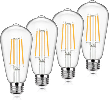 4-Pack Vintage LED Edison Bulbs 100W Equivalent 1400LM High Brightness 8W ST58 LED Filament Light Bulbs 3000K Warm