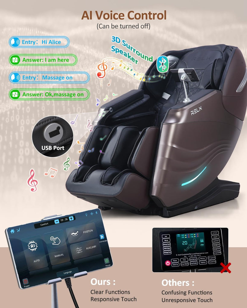 Massage Chair Full Body with Body Scan, Zero Gravity, SL-Track, Brown | 20 Modes Shiatsu Massage Chair Built-in Heat