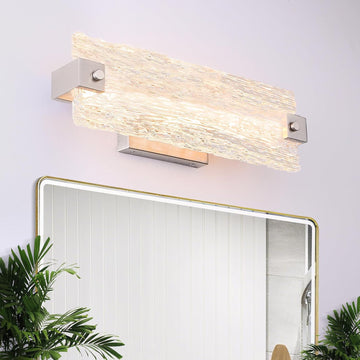 Brushed Nickel Bathroom Vanity Light, 16.5 Inch 10W Dimmable LED Bathroom Light Fixture Over Mirror, Modern Crystal