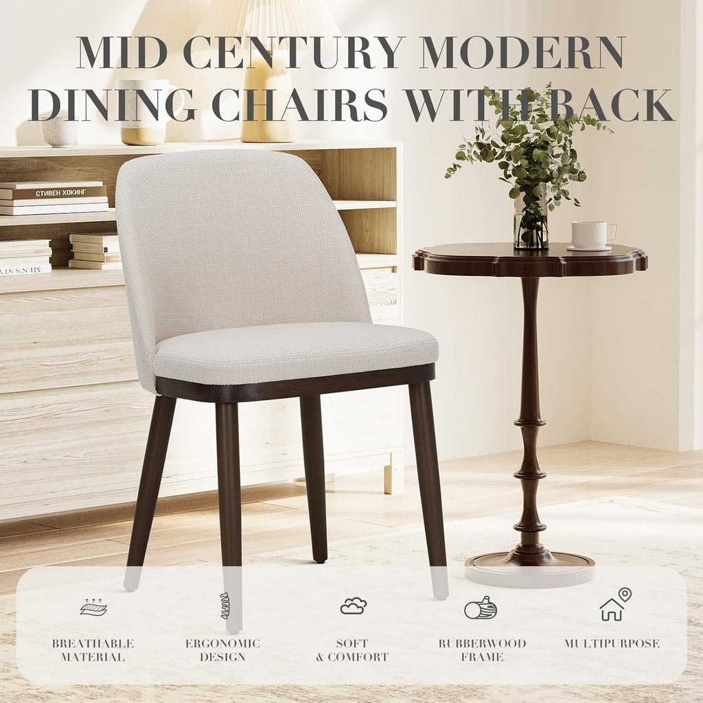 Upholstered Dining Chairs Set of 2, Modern Kitchen Chairs with Back